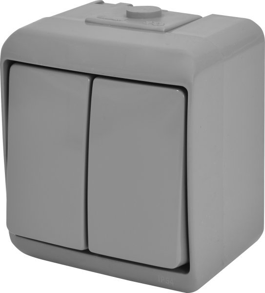 Вимикач 2-кл VHE-2-SR (сірий, IP54) ETI Hermetics