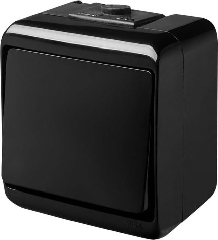 Вимикач 1-клавішний VHE-1-BL (чорний, IP54) ETI Hermetics