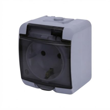 Розетка 1-а з з/к Schuko RHE-1sd (біла/прозора кришка, IP54) ETI Hermetics