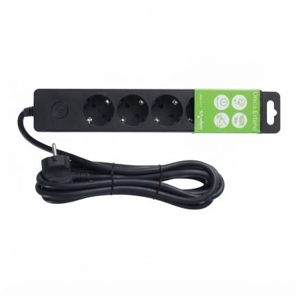 Подовжувач Unica Extend Schneider Electric ST9453B на 5 розеток із заземленням, 3 м, чорний